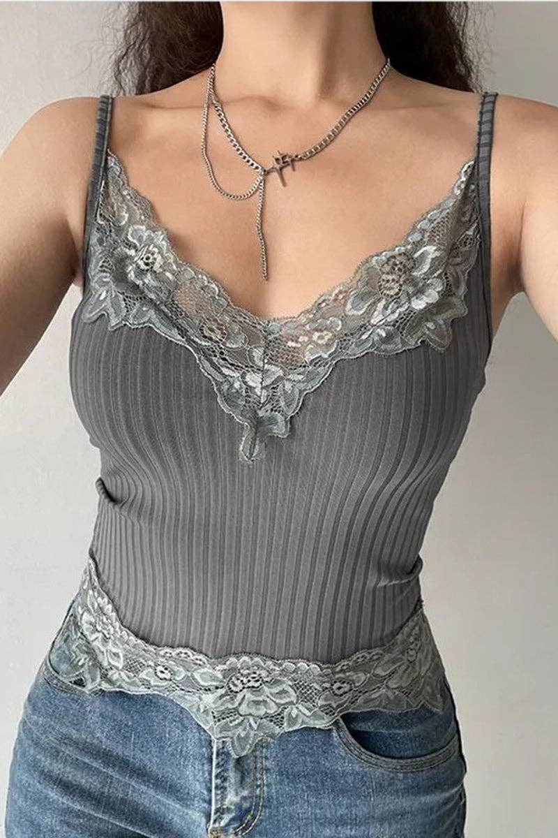 Mccolin - Vendita all'ingrosso Canotta - Donna - Canotta con Scollo a V e Bordo in Pizzo8