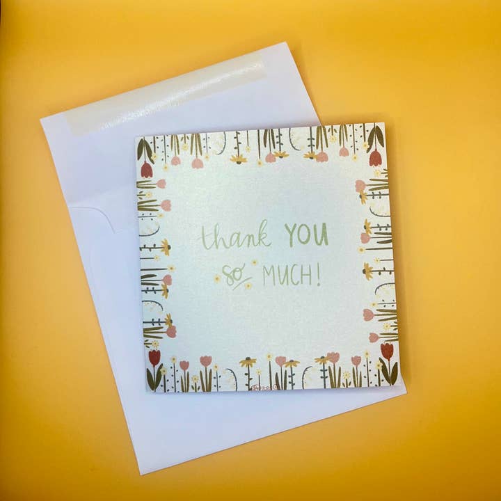 Thank You Floral Greeting Card for wholesale by Heidi Webb Design