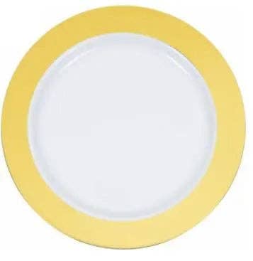 Party Expo, LLC - Vente Assiette - Assiette blanche de 10,25" avec estampage à chaud en or massif (8 unités)0