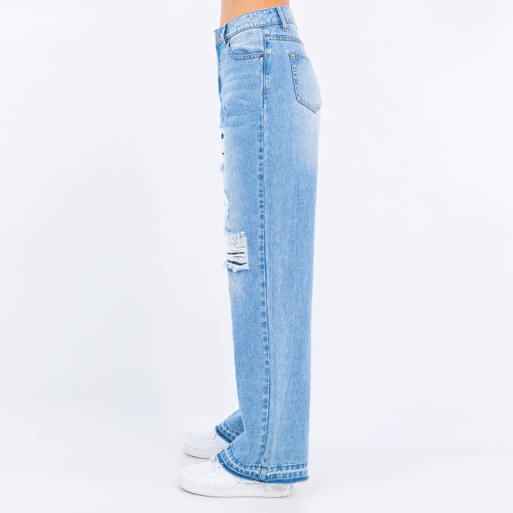 American Bazi - Wholesale Jeans - Women's - WIDE LEG RELEASED HEM JEANS-RJH9187