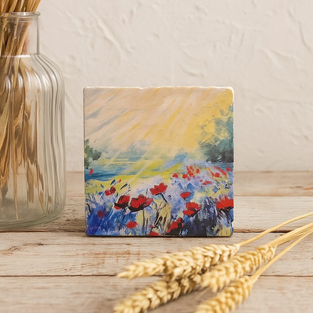 Artige BV - Wholesale Sculpture - Veld van klaprozen - natuursteen tegel2