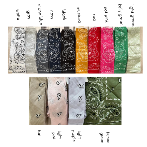 Little Lamb Designs - Vendita all'ingrosso Bandana - Donna - Bandana ricamata con nome | Regalo di gruppo | Colorazioni multiple1