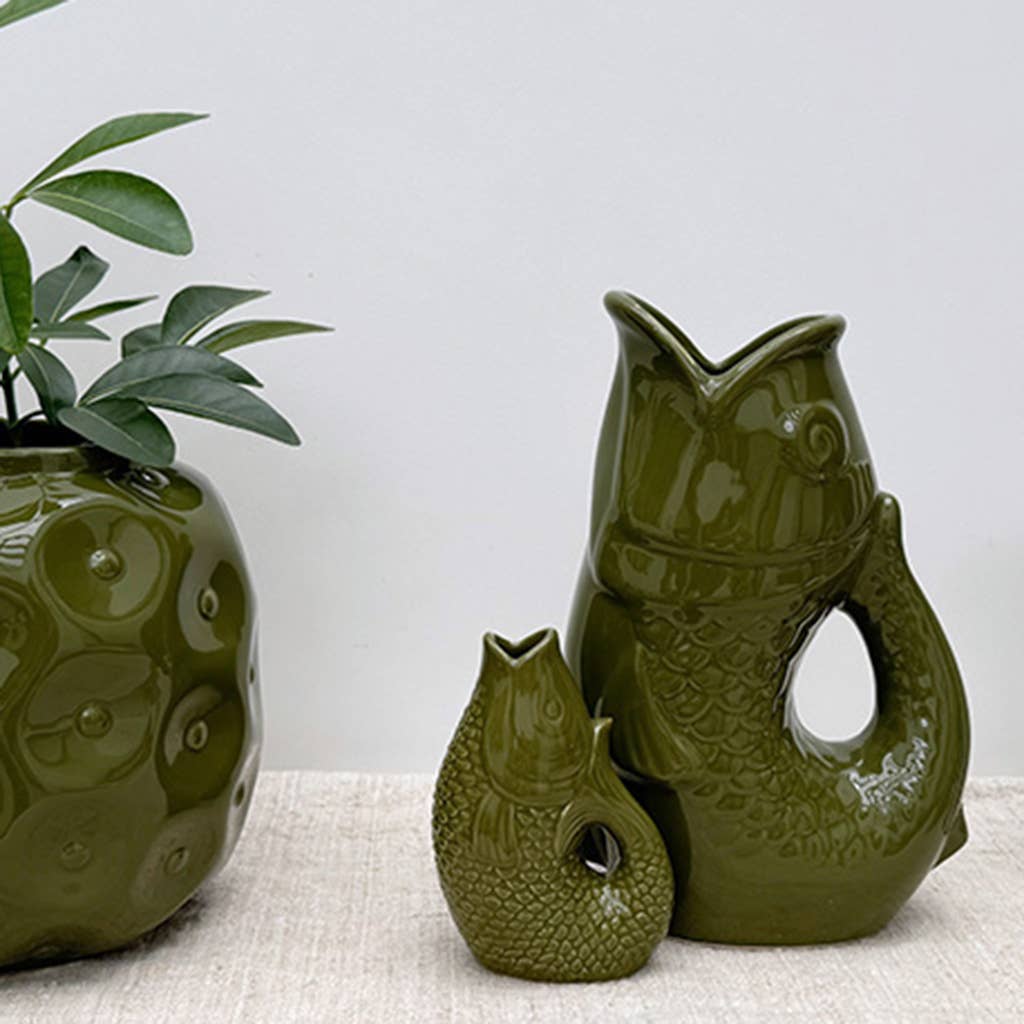 Opjet Paris - Wholesale Vase - Ceramic vase Fish pm khaki L8.2 D5 H12cm1