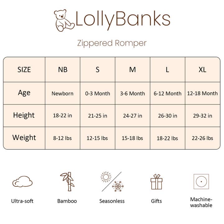 LollyBanks - Wholesale Sleepsuit - Baby - Bear Hugs Baby Bamboo Pajamas, 2-Way Zipper Romper