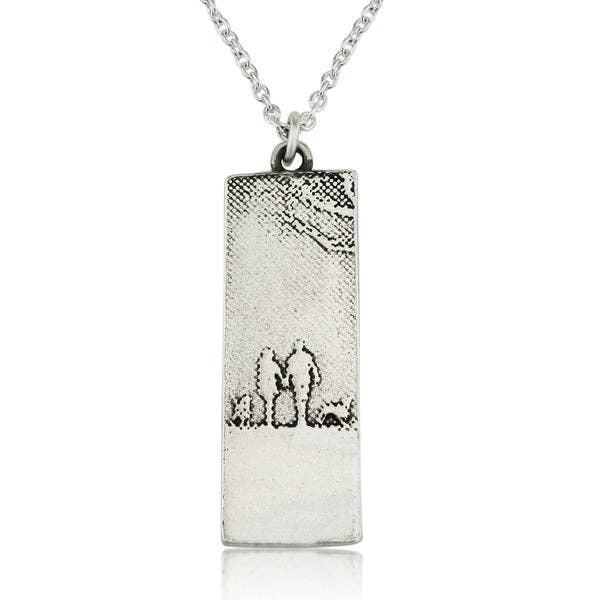 COUPLE AND DOG NECKLACE WITH TWO DOGS, STERLING SILVER for wholesale by Charlotte Lowe