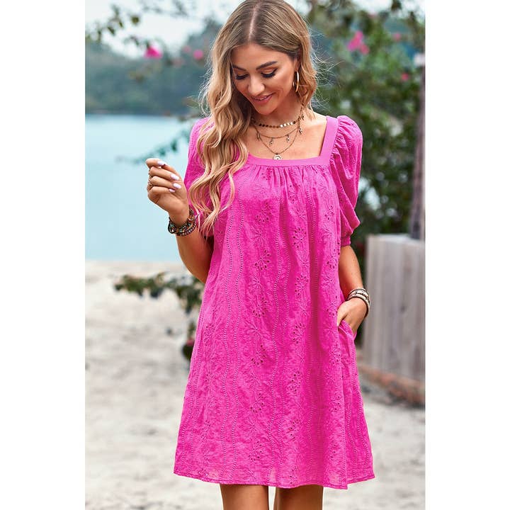 Robe Babydoll à Manches Bouffantes Courtes et Encolure Carrée pour la vente par Supreme Fashion