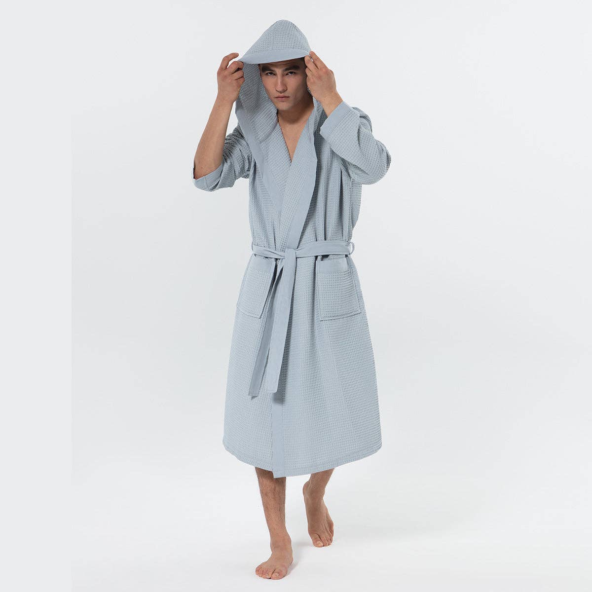 SEYANTE - Wholesale Robe - Men's - Men's Hooded Turkish Cotton Waffle Robe15