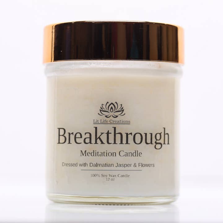 Breakthrough 12 oz Meditation Candle for wholesale by Lit Life Creations