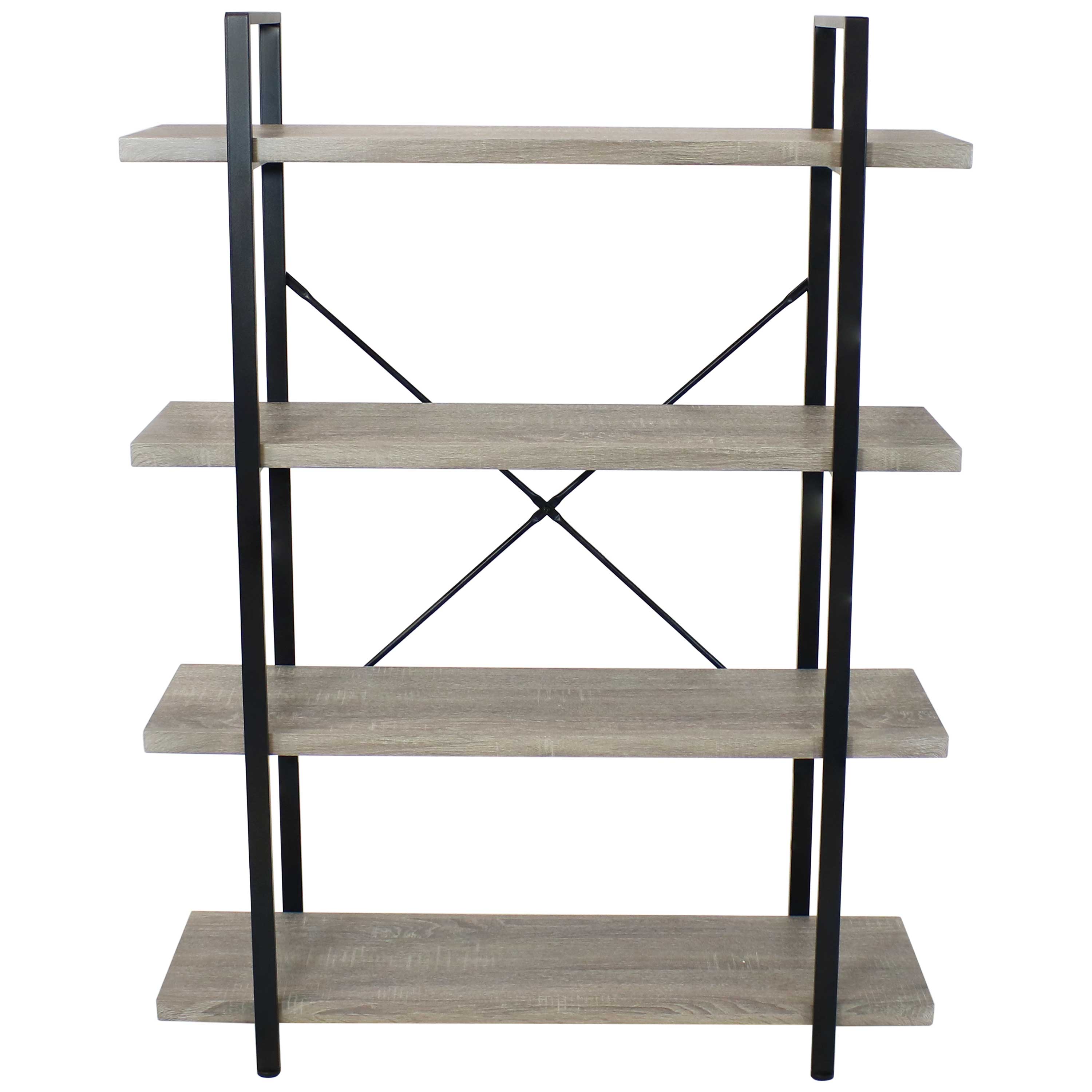 Sunnydaze Decor - Wholesale Bookcase - 4-Tier Industrial Open-Shelf Bookshelf - Oak Gray6