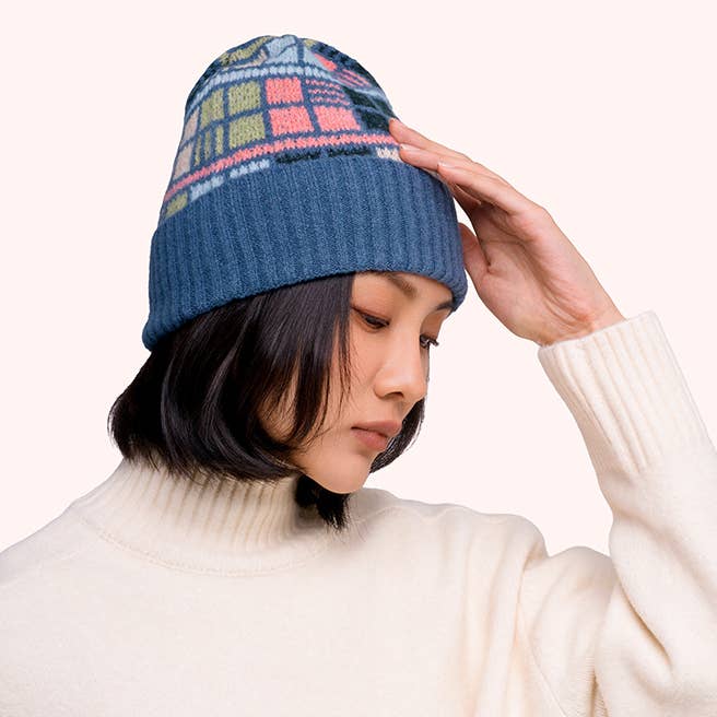 *Pre-Order AW26* Dani Beannie Hat in Denim Mix for wholesale by Powder Design inc - US