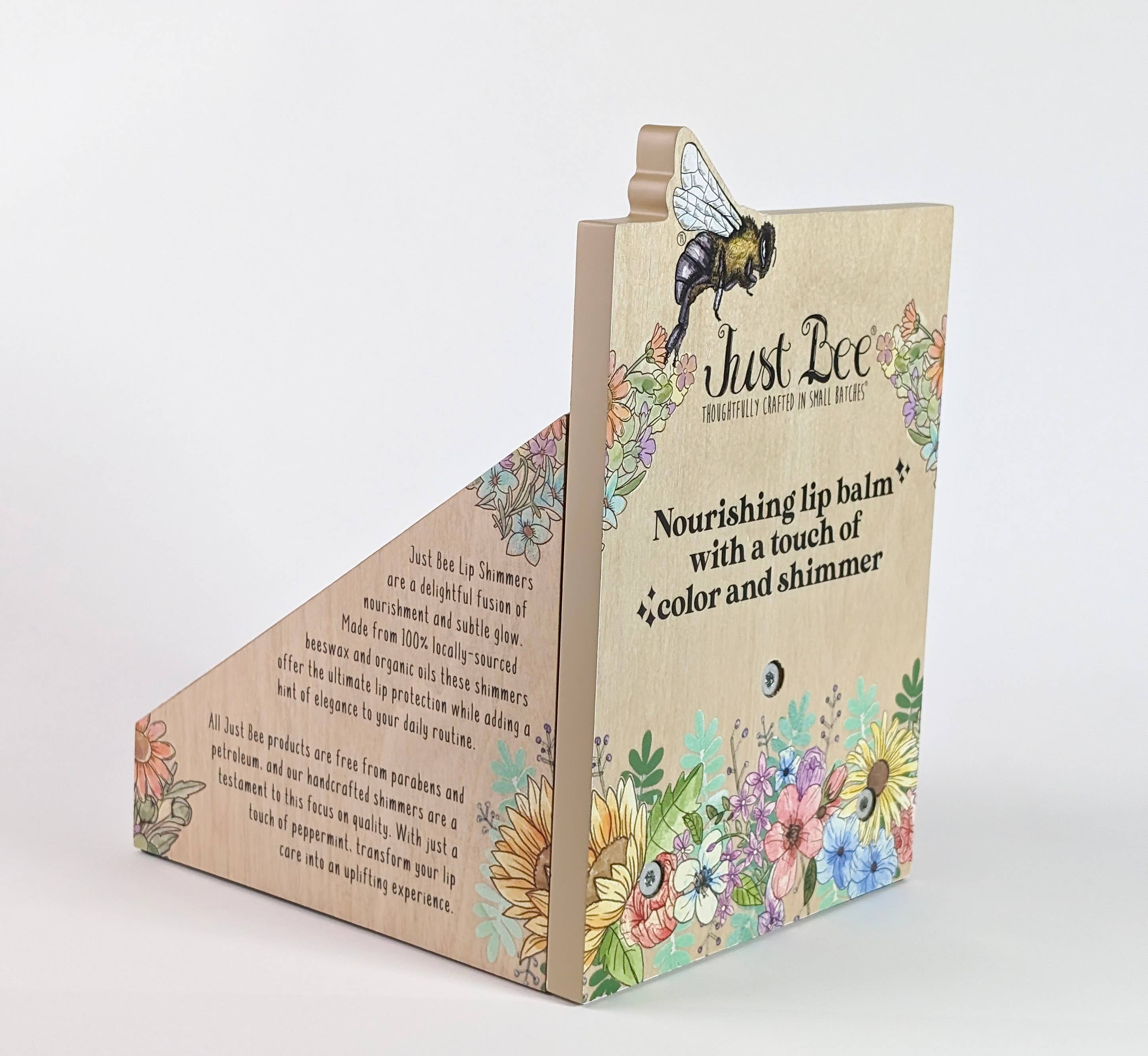 Just Bee – Großhandel Lippenfarbe/-tönung – Lip Shimmer — Großes Shimmer-Display — NUR Display1