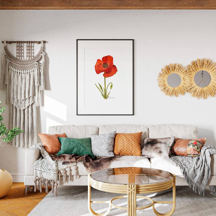 February Rose LLC – wholesale Art print – Watercolor Poppy Painting, Watercolor Poppy Art, Poppy Print, August Birth Flower Print, Baby Girl Nursery Art, Baby Shower Gift Poppy Decor2