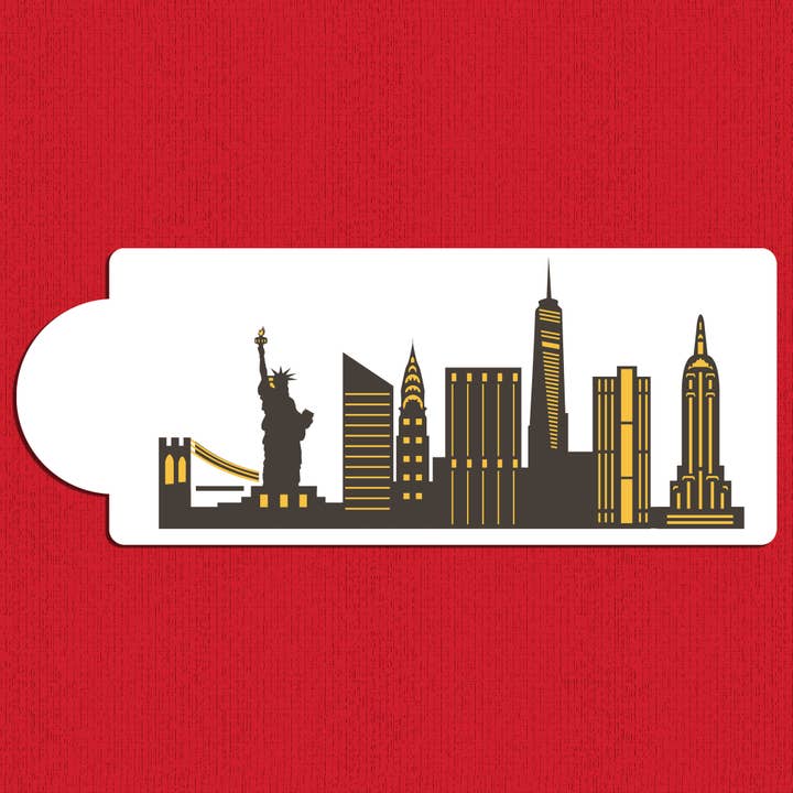 Gedetailleerd Skyline taartsjabloon in New York City voor wholesale door Designer Stencils