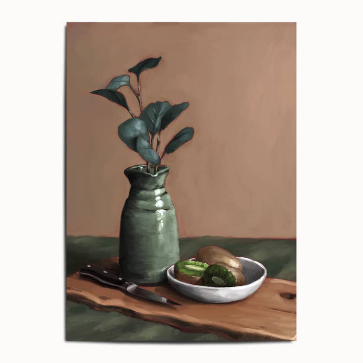 The Ugly Cat Studio - Wholesale Art Print - Eucalyptus and Kiwi Still Life Art Print4