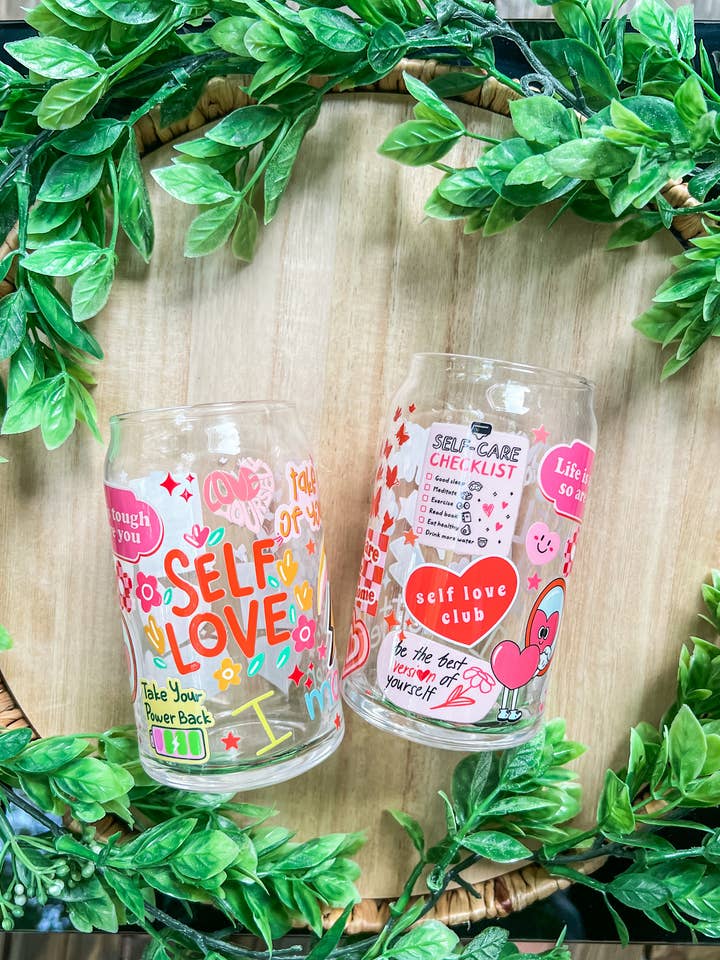 Self Love Glass Cup | Iced coffee & more for wholesale by Simply True Design Co.