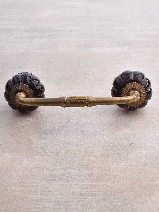 Purple Melon Shape Glass Kitchen Cabinet Pull for wholesale by KNOBCO