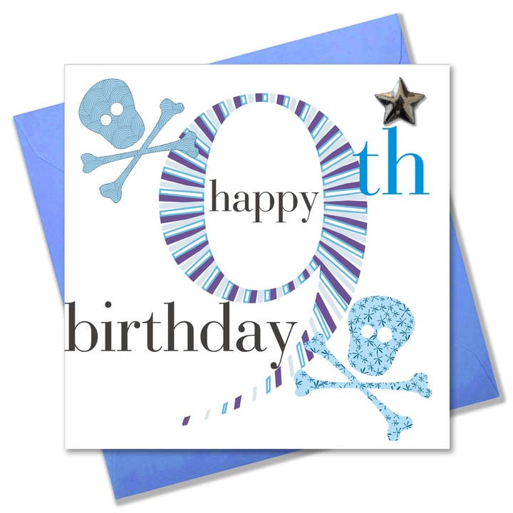 Carte d'anniversaire pour garçon de 9 ans, Happy 9th Birthday, ornée d'une étoile rembourrée pour la vente par Claire Giles Ltd