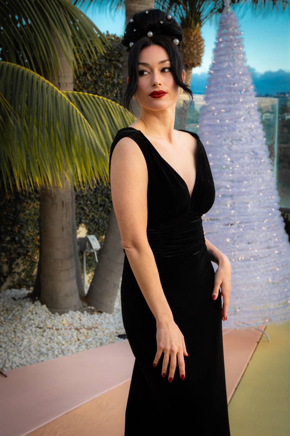 Heart of Haute - Wholesale Dress - Women's - MTO- Athena Gown, Black Stretch Velvet 7