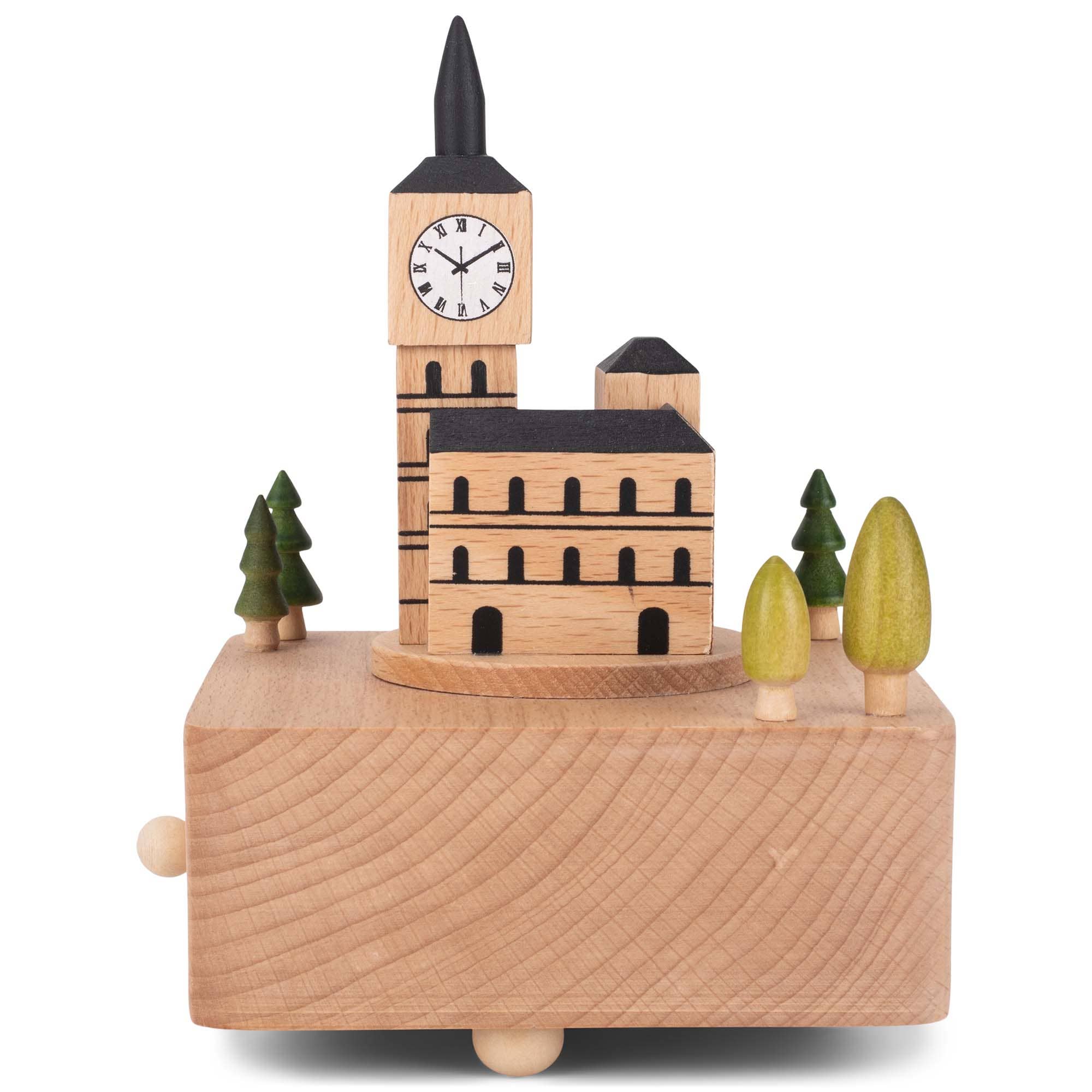 EAST AVENUE - Wholesale Decorative Tabletop Object - Big Ben Car Woodgrain 6 inch Beech Wind-Up Musical Figurine3
