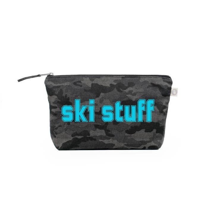 Grande pochette SKI - Camouflage noir + Bleu Capri NOUVEAU ! pour la vente par Quilted Koala