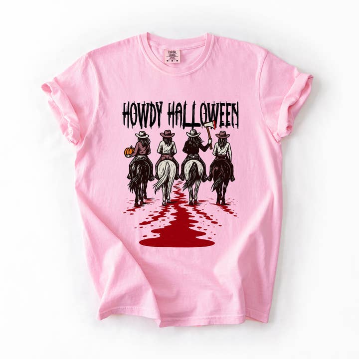 Howdy Halloween, Cowgirls, Western, Spooky T-Shirt for wholesale by Refinery Number One LLC