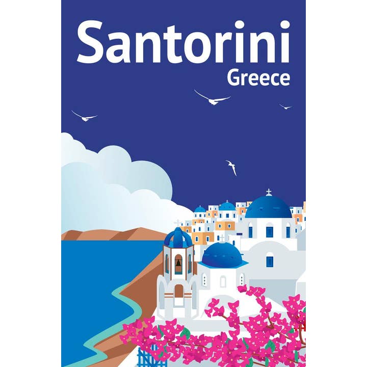 Santorini Greece Retro Travel Art Poster 24x36 for wholesale by Gotham Gifts