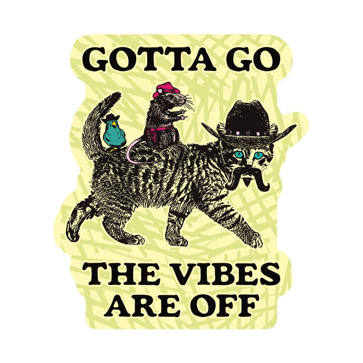 Vintage Cute Funny Animal Vibes High Quality Vinyl Sticker for wholesale by Juju and Moxie