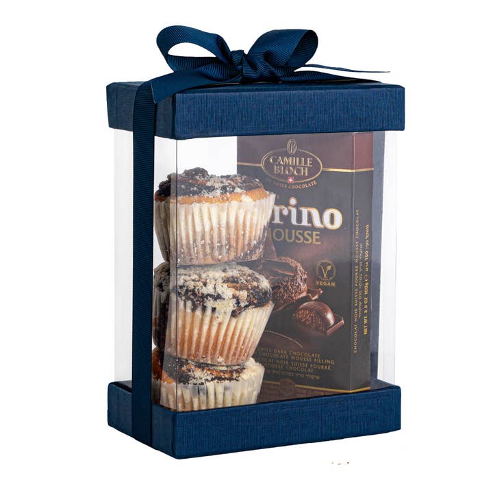 Hammont - Wholesale Gift Box - Clear Plastic Gift Boxes 6 Pack Bakery Boxes Navy Blue