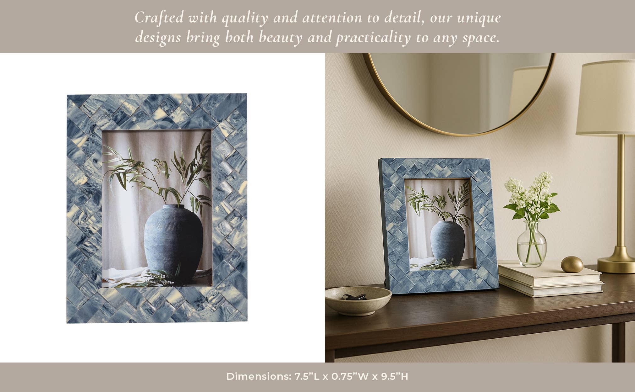 Sagebrook Home - Wholesale Picture Frame - Photo Frame - Blue/Ivory Resin Woven, 5x7 in.10