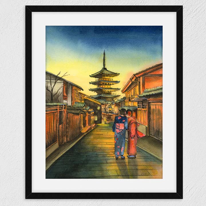 Impression d'art japonaise - Impression artistique giclée de Kyoto pour la vente par Zoee Xiao Artworks
