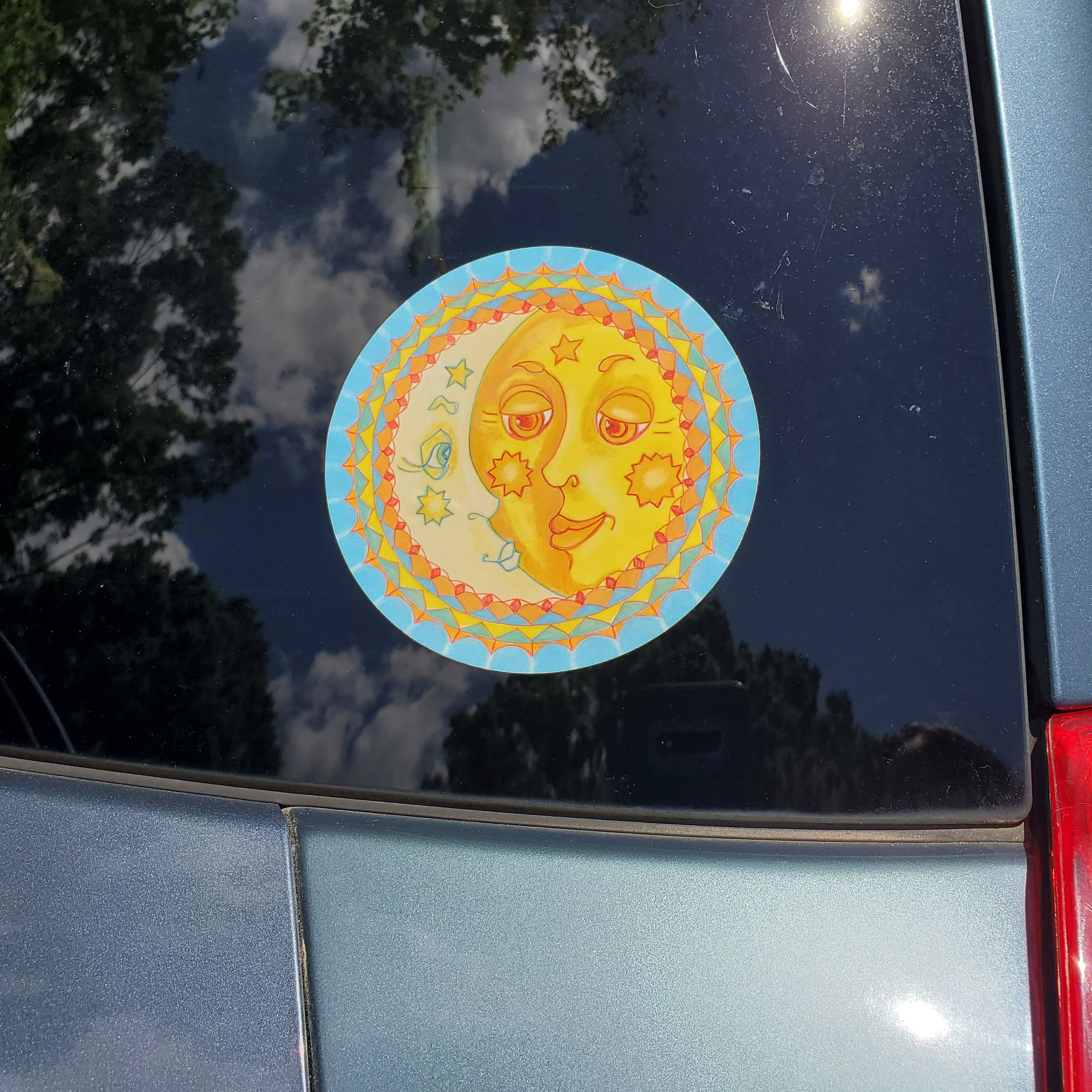 River Village – wholesale Sticker – Affectionate Sun and Moon Sticker, 4.5 inches3