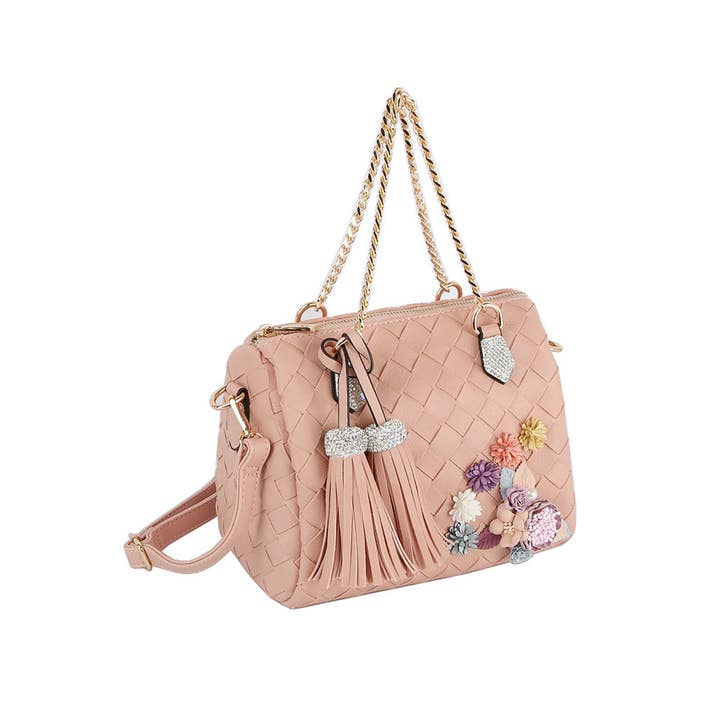 Handbag Factory Corp - Wholesale Shoulder Bag - Women's - Raised Floral Woven Shoulder Bag