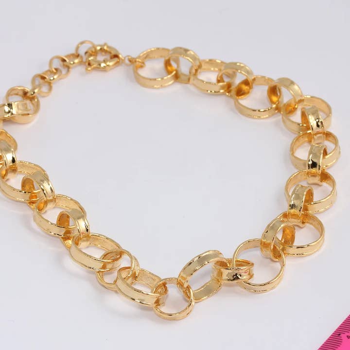 Collier Rolo Rond Prêt 17'' +2'' 24k Or Brillant, CHK648 pour la vente par QueenJewelryM