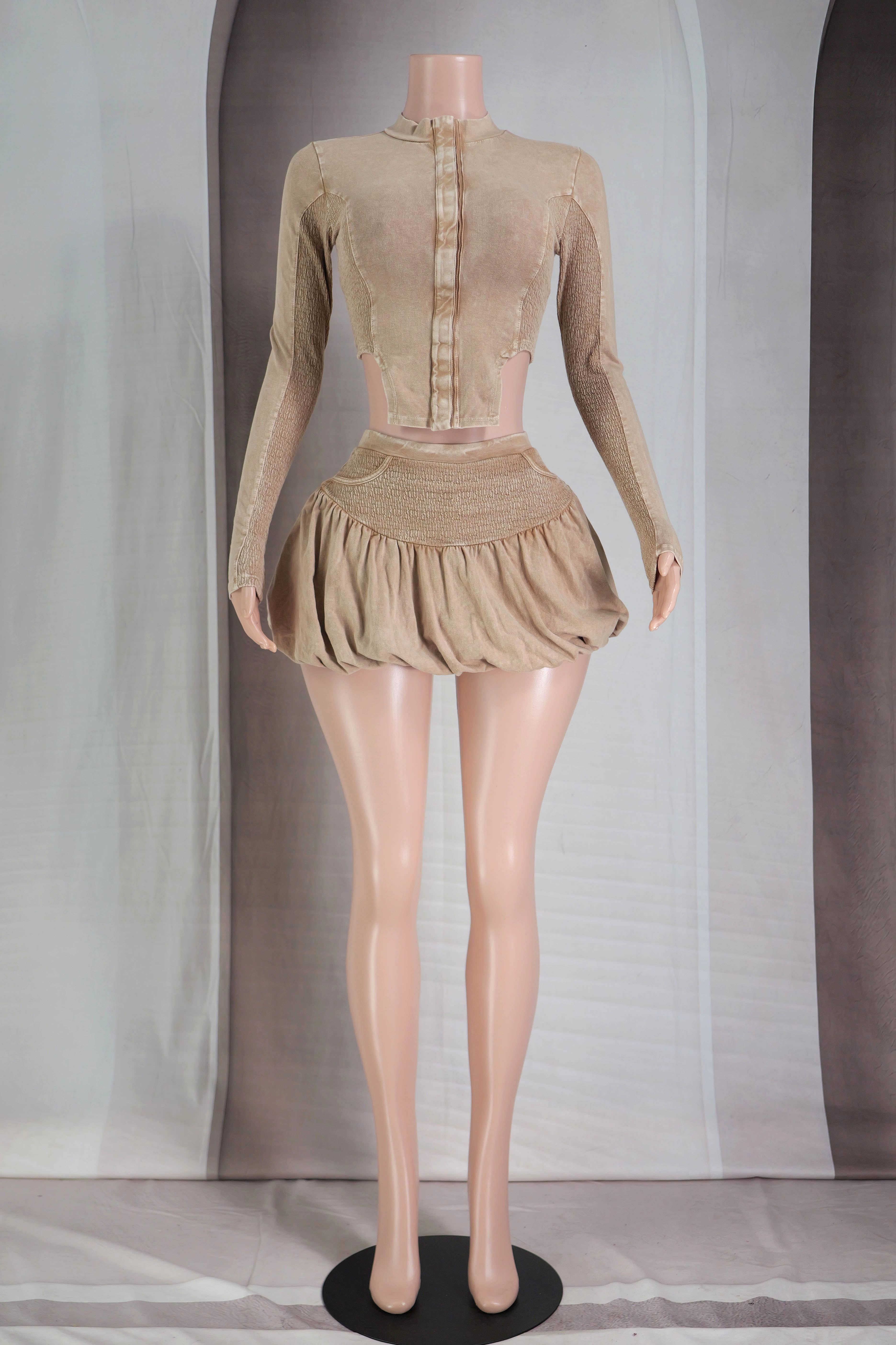 Dalia Studio - Vendita all'ingrosso Completo top e gonna - Donna - SET GIACCA A CONTRASTO MINERAL WASH E GONNE A BOLLE7