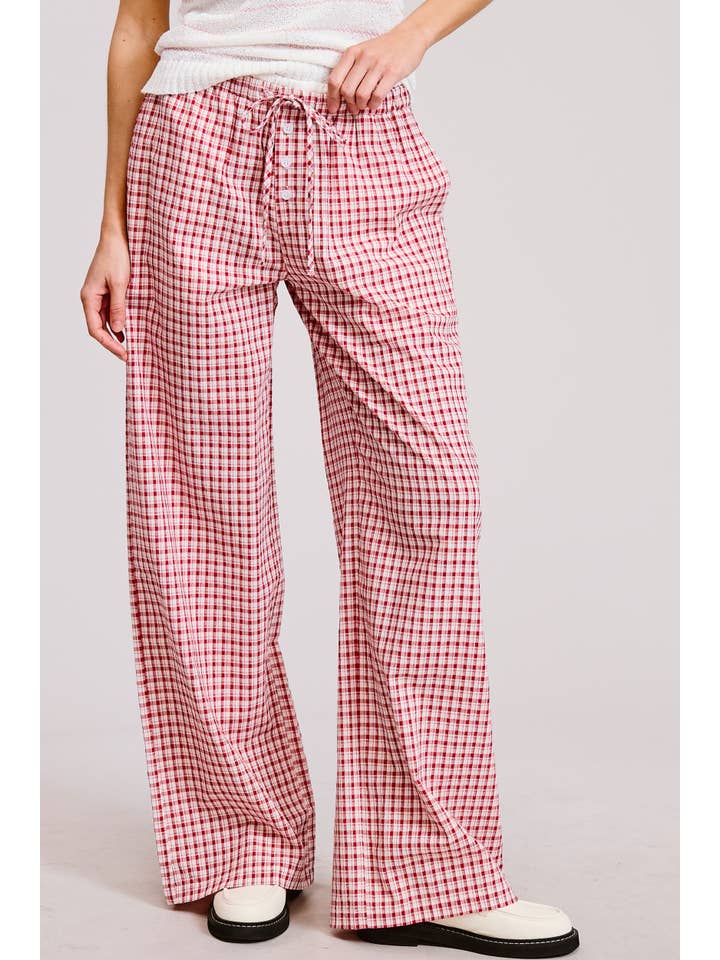 Mimosa - Wholesale Lounge Sweatpants/Joggers - Women's - Gingham Boxer Lounge Pants with Contrast Waistband