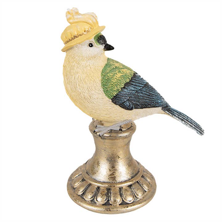 6PR3992 Decorative Figurine Bird 17 cm Blue Yellow Polyresin for wholesale by Clayre & Eef