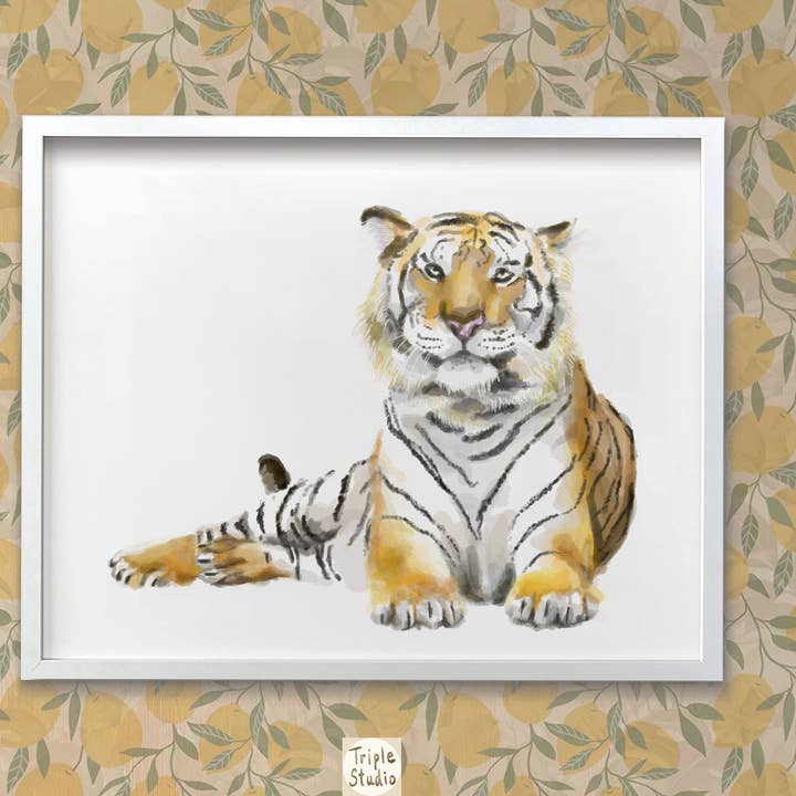 Impressão artística de tigre | Selva de safári | Pintura de animais selvagens por atacado de Triple Studio