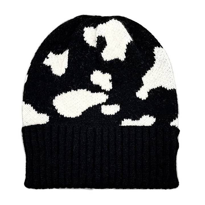 Sensibling Corp. - Wholesale Beanie - Women's - Cow Patterned Ribbed Knit Cuff Beanie Hat1