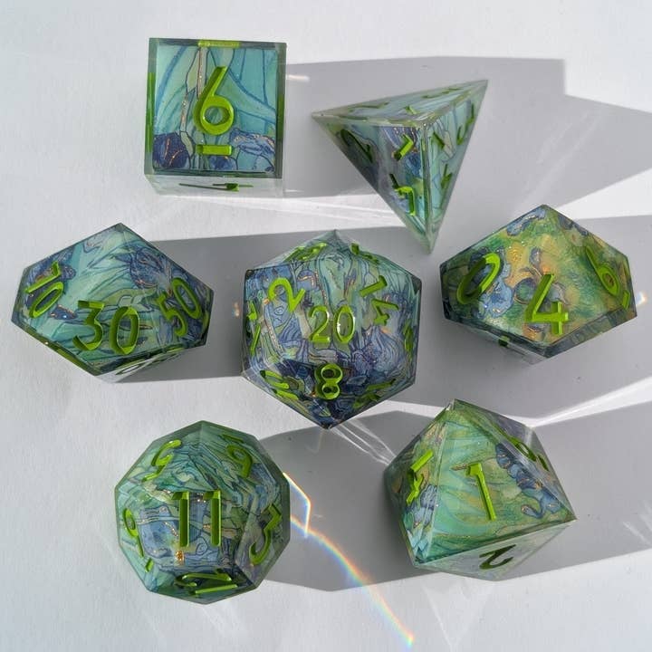 EBONWOOD - Wholesale Dice - Jungle Jumble - 7 Piece Luxury D&D Dice Set3