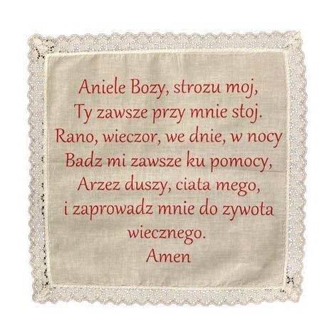 Granny & Grandpa's Custom Creations - Wholesale Handkerchief - Women's - Guardian Angel Prayer Polish Lace Trim Handkerchief0
