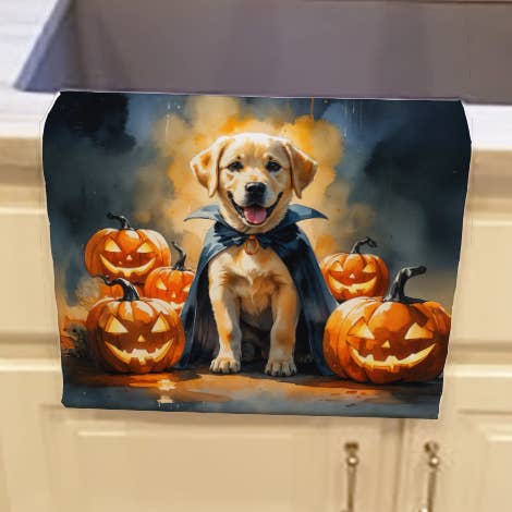 Gul Labrador Retriever Hvalp Halloween Køkkenhåndklæde DAC for engroshandel hos Caroline's Treasures
