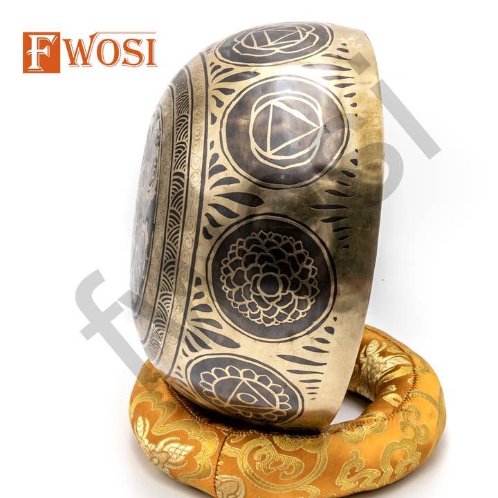 Fwosi - Wholesale Meditation Supplies - Lord Shiva Carved Prayer Bowl, Tibetan Mantra Singing bowl