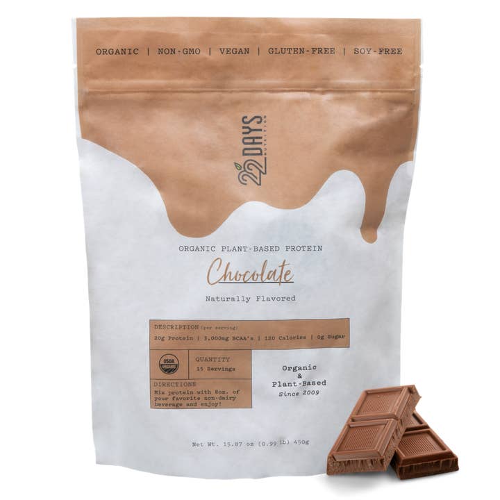 22 Days Nutrition - Vente Poudres protéinées/superaliments - Poudre de protéines végétales biologiques (20 g de protéines, faible teneur en glucides)6