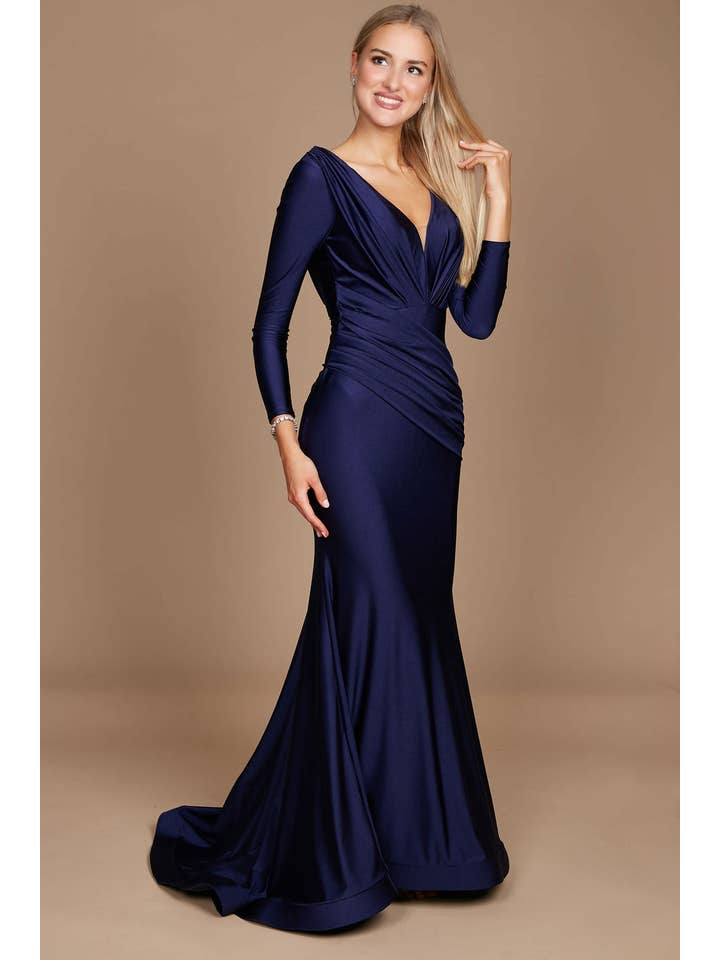 Kos Couture - Wholesale Gown - Women's - Long Sleeve Formal Evening Dress