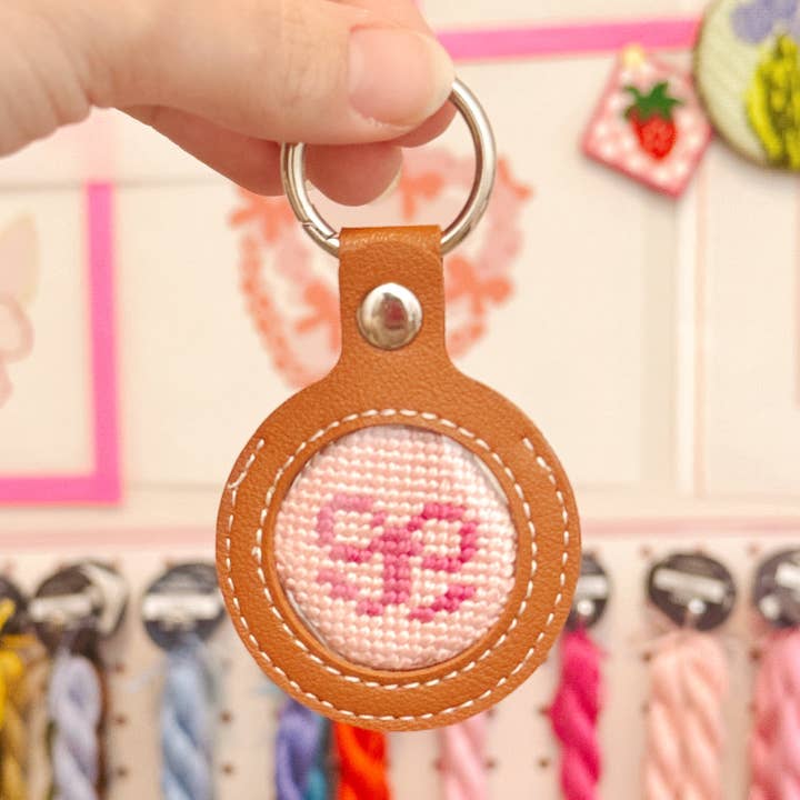 Needlepoint Self Finishing PU Leather Key Fob Bag Tag Interchangeable Finishing Keychain for wholesale by Cotswold Co Designs