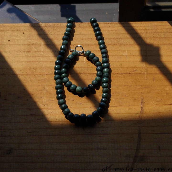 OllinMexica - Vendita all'ingrosso Bracciale con perline - Bracciale Maya come gioielli antichi in giada guatemalteca - Perline verde scuro - Serpentina guatemalteca - Stile precolombiano8