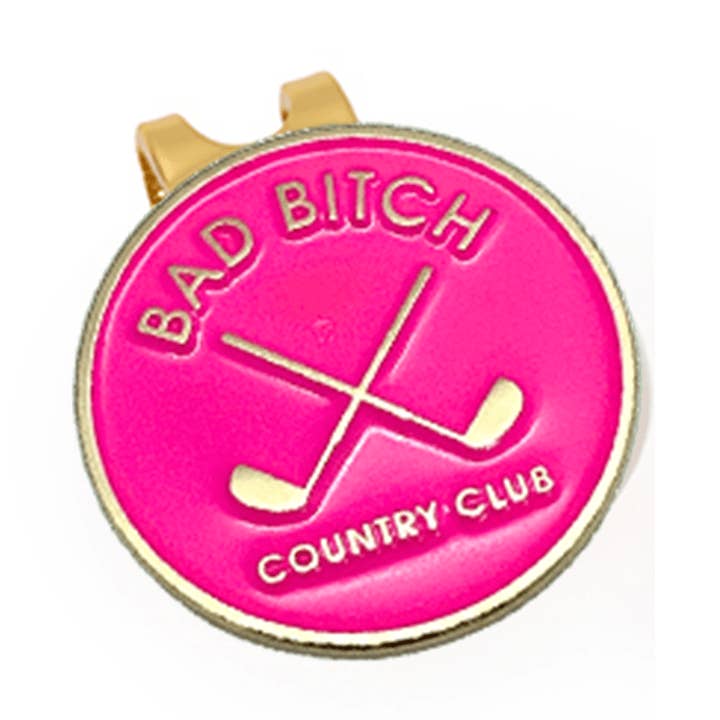 Bad Bitch Country Club Women's Golf Ball Marker with Hat Clip for wholesale by Birdie Girl Golf
