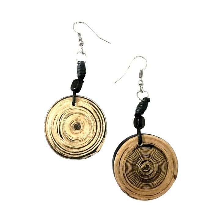 Wrapped bamboo earrings for wholesale by Erik & Mike