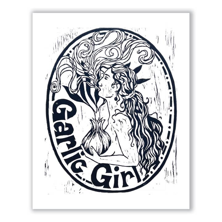 Garlic Girl Reproduction Print for wholesale by Sage Flannery Art