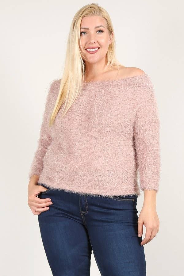 Haute Fox Plus Size & Contemporary - Wholesale Knit Sweater - Women's - Plus Size Faux Mink Sweater Top1
